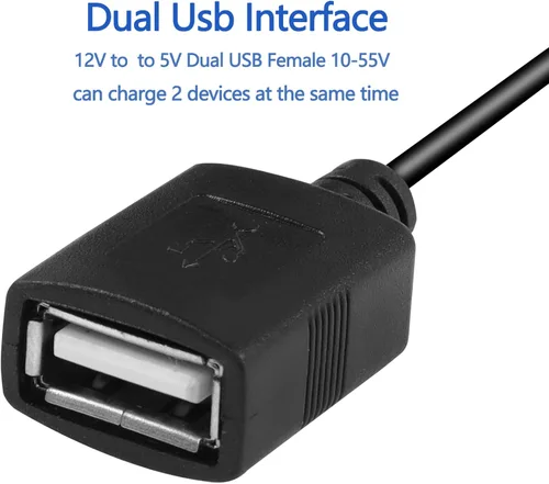 Vista 2 de MEIRIYFA Convertidor USB de 12 V a 5 V Módulo DC Buck 12V 36V 48V Convertir a 5V Dual USB Hembra 10-55V a 5V 3A 15W Adaptador DC a DC Regulador