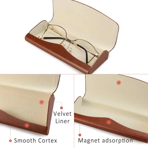 Vista 2 de LifeArt Eyeglass Case Hard Shell, Portable Sunglass Case, Fashionable PU Leather Eyeglass Case, Lightweight