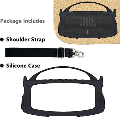 Vista 2 de JCHPINE Funda de Silicona para Altavoz Bluetooth Portátil JBL Charge 5, Soporte de Piel Protectora para Accesorios de Altavoz JBL Charge 5