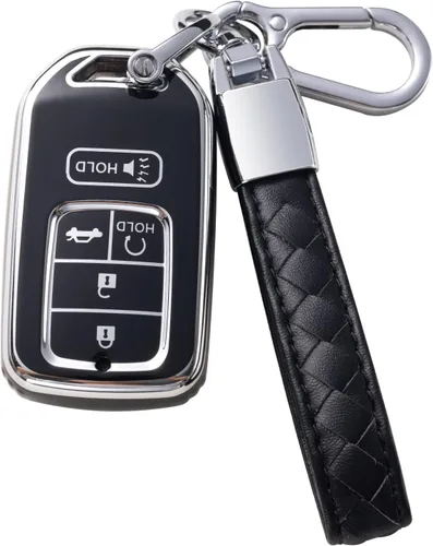 Funda para llavero Honda con cordón de cuero, funda protectora para llave de automóvil Honda Accord Civic CRV Pilot Odyssey llave de control remoto,