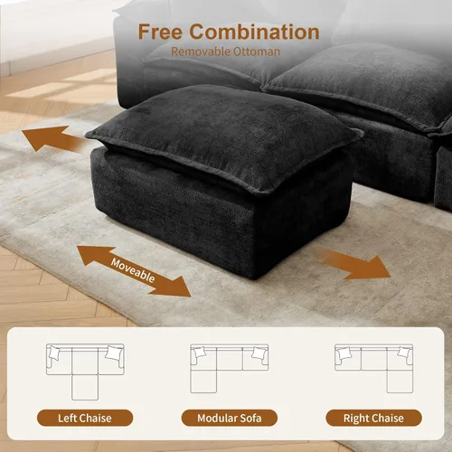 Vista 5 de Korser 108" Sectional Couches for Living Room, Modular Boneless Couch with Deep Seat & Fluffy Cushion, Cozy Double-Layer Cushioned Sofa with