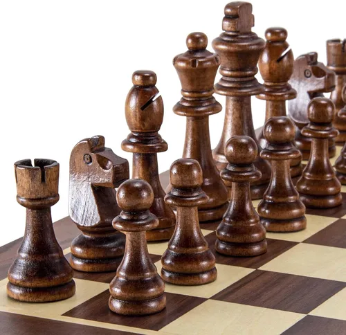 AMEROUS Piezas de ajedrez de madera solamente, piezas de ajedrez Staunton de madera para torneo con rey de 3.5 pulgadas, peones de juego de ajedrez