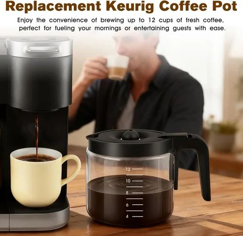 Vista 7 de Cafetera de vidrio de 12 tazas de repuesto Keurig K-Duo 5100 Single Serve K-Cup Pod & Carafe Coffee Maker