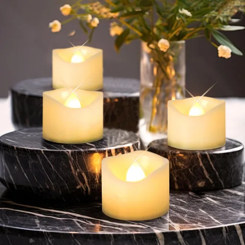 Vista 3 de Velas LED sin llama parpadeantes que funcionan con pilas, velas votivas para mesa del hogar, Halloween, Navidad, boda, fiesta, decoración, luces