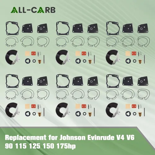 Vista 5 de ALL-CARB Kit de reparación de carbohidratos de repuesto para Johnson Evinrude V4 V6 (90-175hp) 18-7247 436852 438996