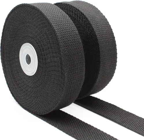 Vista 8 de Correas de algodón de 1 pulgada, 2 rollos/20 yardas para asas de bolsa, bolsa de mano, cinturón de tela, artes y manualidades (negro, gris)