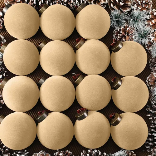 Vista 7 de Liliful 15 bolas de Navidad de terciopelo a granel, adornos flocados para árbol de Navidad, adornos decorativos de plástico para colgar