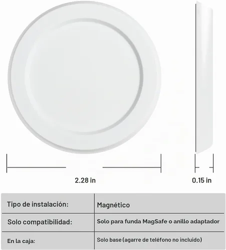 Vista 4 de metisinno Base magnética básica compatible con agarres de teléfono PopSocket y fundas MagSafe para iPhone, color negro