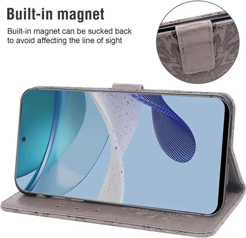 Vista 4 de Asuwish Funda de teléfono para Motorola Moto G 5G 2023 con protector de pantalla de vidrio templado y funda de cuero de girasol, soporte para Gris