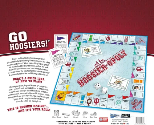 Vista 5 de Late for The Sky Indiana University IU-Opoly Campus Edition Juego de mesa familiar, 2 a 6 jugadores, comercio de propiedades con temática
