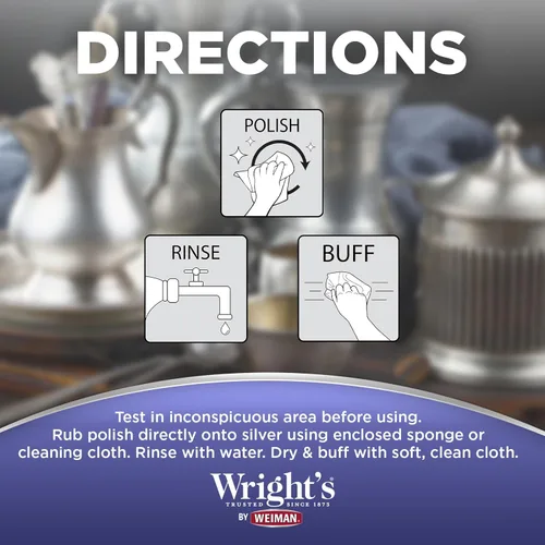 Vista 6 de Wright's Limpiador y esmalte de plata, 7 onzas (paquete de 2) sin amoníaco, uso en plata, joyas, plata antigua