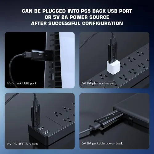 Vista 5 de GameSir Adaptador inalámbrico para PS5, adaptador VX Keybaord y guía de convertidor de mouse para controlador oficial DualShock, control Xbox
