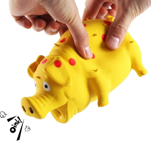 Vista 3 de Paquete de 2 juguetes chirriantes para perros – Juguetes de goma duraderos para masticar con sonidos gruñidos y gruñidos para perros pequeños