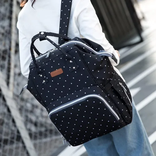 Vista 7 de cjc Mochila para pañales, bolsa de pañales de viaje impermeable con puerto de carga USB para bebés, niñas, bebés, niños, con correas para cochecito