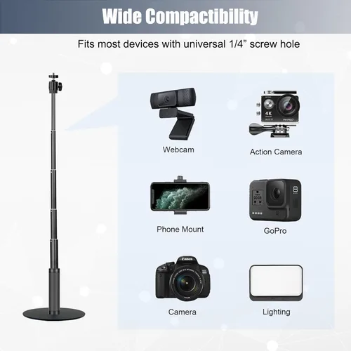 Vista 5 de JCWINY Soporte para cámara web, soporte de cámara web de 28 pulgadas para escritorio, soporte de cámara web ajustable para Logitech Webcam C922