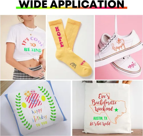 Vista 2 de HTVRONT - Rollo de vinilo termotransferible, 12 in x 8 ft para diseños en camisetas, fácil de cortar y despegar, para planchar y todas las máquinas