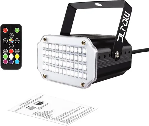 Vista 8 de Luz estroboscópica de Halloween con control remoto, mini luces estroboscópicas LED activadas por sonido de JLPOW superbrillante, 48 LED RGB