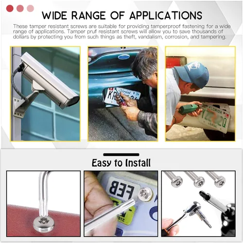 Vista 6 de Hilitchi Tornillos de seguridad Torx de cabeza de botón M6 Tornillos de acero inoxidable a prueba de manipulaciones w T30 Bit (M6x16-50PCS)