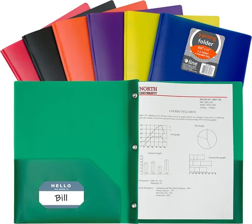 Vista 10 de Portafolios de poliéster pesado con dos compartimentos, de C-Line, Colores Variados Paquete de 10