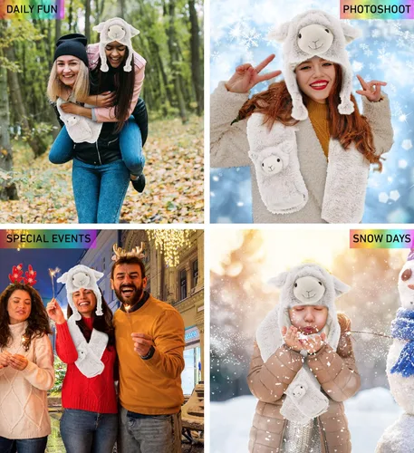 Vista 3 de DolliBu Plush Hat and Scarf Set Super Soft Stuffed Animal on Hat & Scarf, Accessories for Kids and Adults One