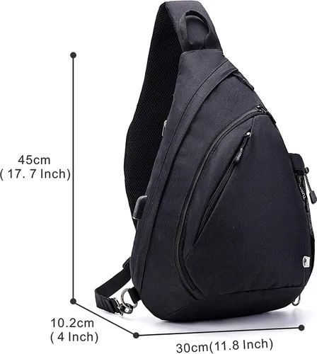 Vista 2 de TurnWay - Bolsa bandolera impermeable, bolsa cruzada, bolsa al hombro, con puerto de carga USB para viajes, senderismo, ciclismo, campamento