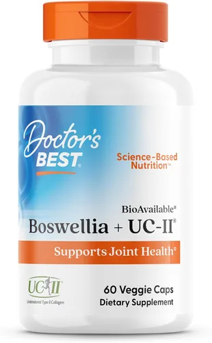 Doctors Best BioAvailable Boswellia + UC-II, apoya la salud de las articulaciones, sin OMG, sin gluten, sin soja, 60 cápsulas vegetales