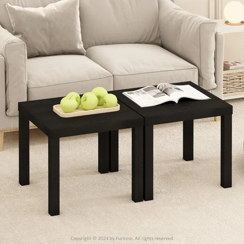 Vista 7 de Furinno - Mesa de café clásica, mesa de café moderna rectangular con tablero triple grueso, mesa auxiliar para sala de estar, oficina en casa, pino