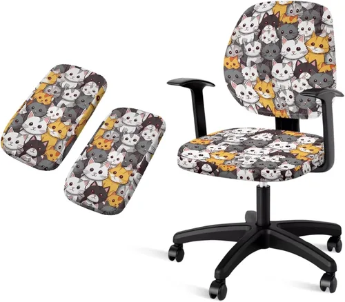 Vista 24 de American Flag Chair Covers Stretchy Office Chair Armrest Covers 4-Pc Set Reusable Soft Patriotic Computer Cover Slipcovers for Game Room and Office