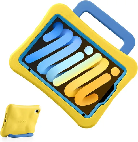 Vista 18 de Funda para Niños para iPad mini 7 (A17 Pro) 2024/iPad Mini6 2021, Peso Ligero Resistente/A Prueba de Golpes/A Prueba de Caídas con Asa/Soporte