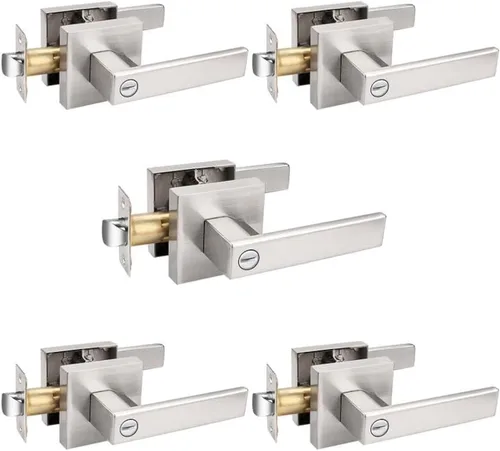 Vista 12 de Probrico - Manija de puerta negra resistente para interior, manija de puerta para dormitorio y baño, palanca de puerta de privacidad sin llave, Negro