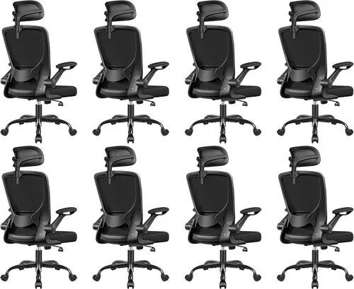 Vista 11 de Silla ergonómica de escritorio de oficina cómoda, sillas de escritorio de malla de respaldo alto con soporte lumbar ajustable, reposacabezas