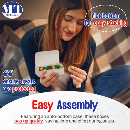 Vista 4 de MT Products Caja de regalo de dulces y chocolate, 20 piezas, caja de dulce de azúcar blanca extra pequeña, tamaño de 5 x 2 1/4 x 1 1/4