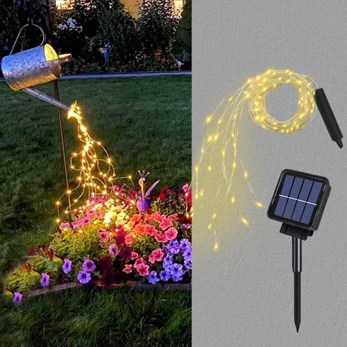 Vista 9 de ANGMLN Luces de cuerda solares verdes al aire libre, 200 LEDs 8 modos luces de hadas en cascada al aire libre impermeables, decoración verde