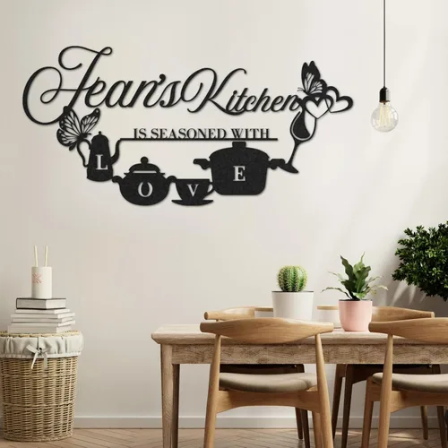 Vista 7 de Letrero de metal personalizado para cocina, decoración de pared de cocina personalizada, arte de pared rústico, decoración de monograma, letrero
