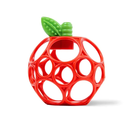 Bright Starts Oball Easy Grasp - Juguete mordedor de manzana roja, Hold My Own Collection, sin BPA, unisex, recién nacido y más