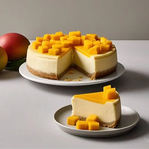 ANDY ANAND CHOCOLATIER Pastel de mango de 9 pulgadas, 2.6 libras, rico postre tropical con rodajas de mango real, textura suave y húmeda y acabado
