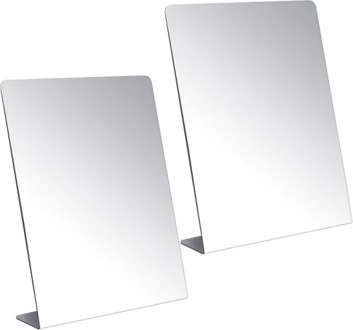 Vista 8 de Amyhill 2 piezas de espejo de mostrador independiente de autorretrato de una sola cara, acrílico de escritorio de cristal para mesa, dormitorio