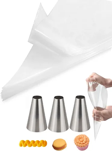 Vista 12 de Boquillas de estrella abierta 1M, Boquillas 1M con bolsas, 3 Boquillas de roseta con 20 bolsas desechables para decoración de pasteles