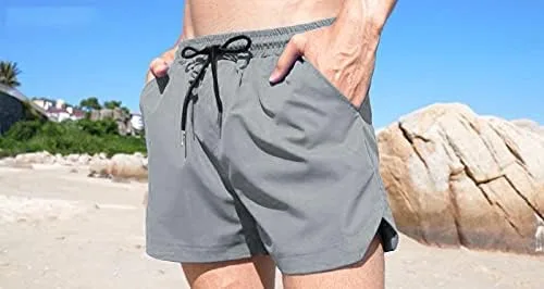 Vista 4 de COOFANDY Traje de baño para hombre de secado rápido, pantalones cortos de secado rápido