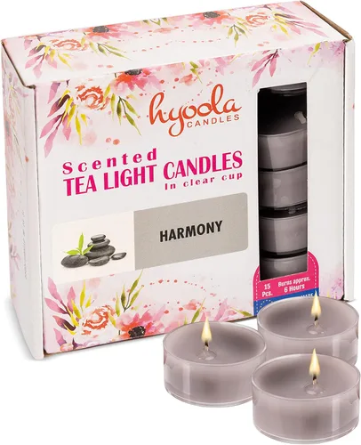 Vista 21 de HYOOLA Velas perfumadas de candelita – Taza transparente – Velas aromáticas Magnolia – 6 horas de tiempo de combustión – Paquete de 15 – Fabricado