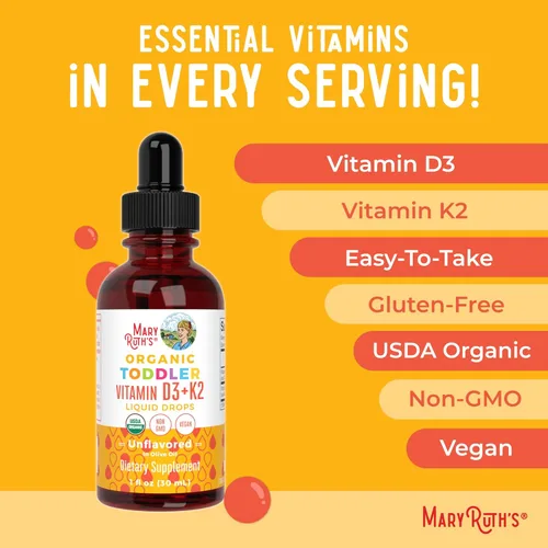 Vista 7 de MaryRuth Organics Vitamina D3 Vitamina K2 Gotas de vitamina D3 K2 Suplemento líquido de vitamina K2 D3 para niños pequeños Suplemento