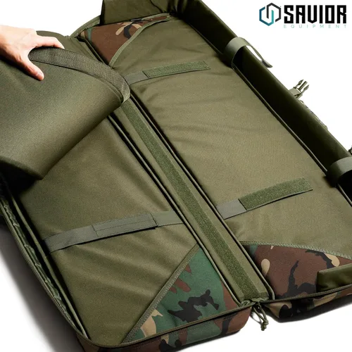 Vista 2 de Savior Equipment American Classic - Bolsa táctica doble para armas largas, estuche de transporte para pistola con correa de mochila, compartimento