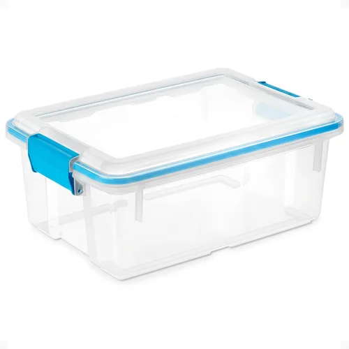 Vista 30 de Sterilite Paquete de 6 cajas de juntas, contenedores de almacenamiento resistentes a la intemperie con tapas de cierre, 7.5 cuartos de galón