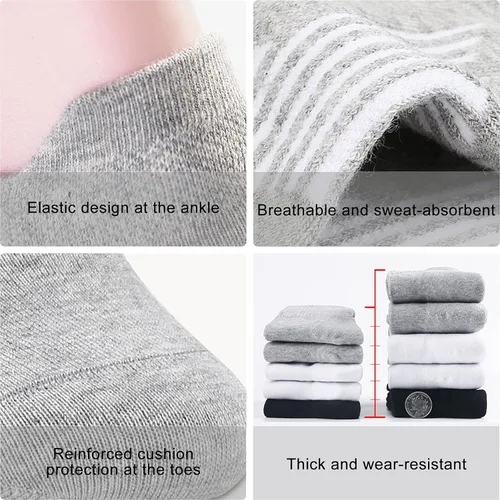 Vista 4 de BAYKUORA Calf 100% Cotton Socks for Men,Mid Casual Ankle Socks for Mens,Athletic Towel Sock with Cushion,4 Pairs