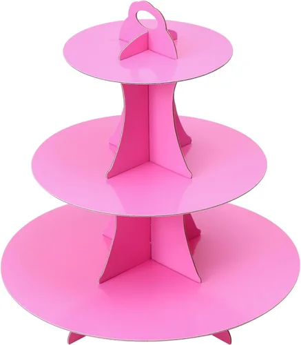 Vista 23 de Soleebee Soporte redondo de 3 niveles para cupcakes, torre de cartón para cupcakes, torre de postre para decoración de cumpleaños, bodas, fiestas, 1