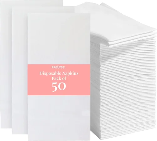 Vista 7 de Prestee Servilletas rojas para mesa, desechables, toallas de mano de papel suaves y absorbentes para cenas y todo tipo de eventos, servilletas
