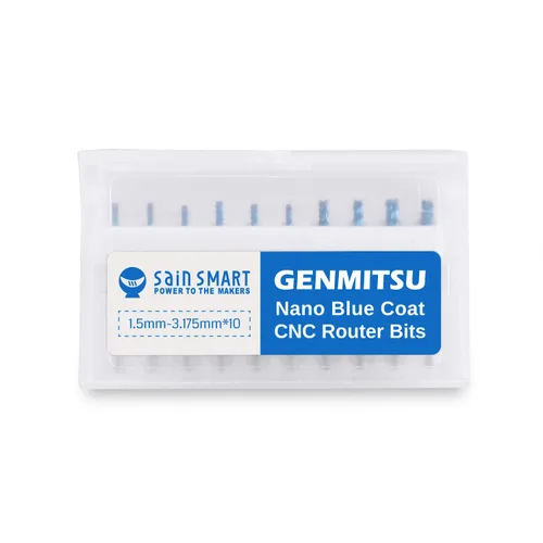 Vista 8 de SainSmart Genmitsu 10 brocas de fresadora CNC de capa nano azul, vástago de 0.031-0.118 in, vástago de 1/8 pulgadas