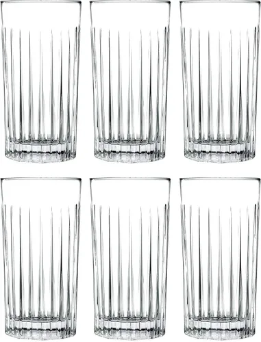 Barski Highball - Juego de 6 vasos Hiball - Cristal de cristal - Bellamente diseñado - Vasos para beber - para agua, jugo, vino, cerveza y cócteles
