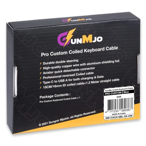 Vista 7 de GUNMJO Pro Cable USB C en Espiral Personalizado para Teclado de Juegos, Cable de Teclado Mecánico de Doble Funda con Aviador Metálico Desmontable