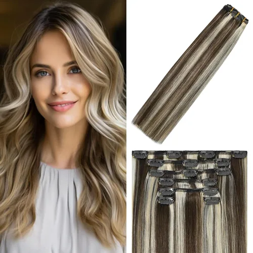 Vista 19 de WindTouch - Extensiones de cabello humano liso con pinzas, color negro azabache, 2.47 onzas, N.° 1, 12 pulgadas, 7